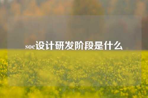 soc设计研发阶段是什么