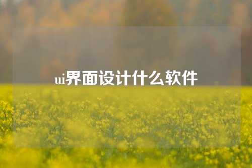 ui界面设计什么软件