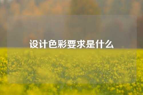 设计色彩要求是什么