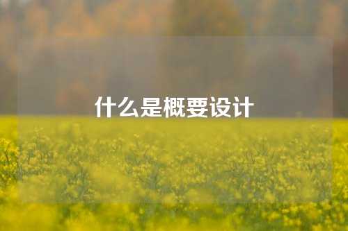 什么是概要设计