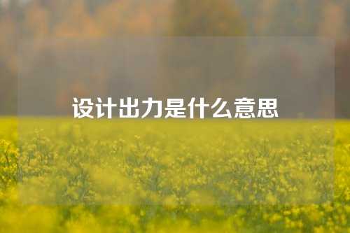 设计出力是什么意思