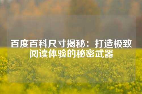 百度百科尺寸揭秘：打造极致阅读体验的秘密武器