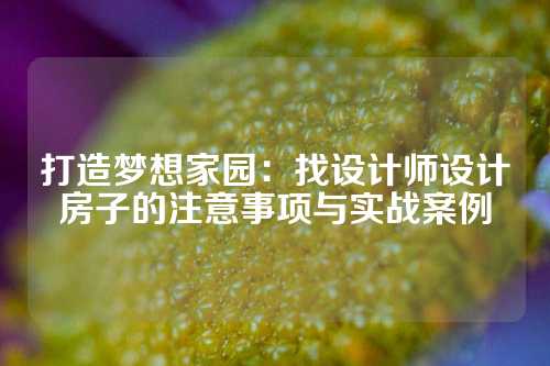 打造梦想家园：找设计师设计房子的注意事项与实战案例