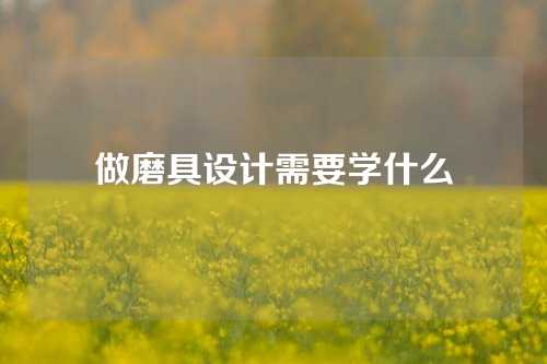 做磨具设计需要学什么