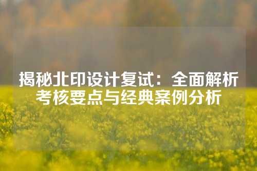 揭秘北印设计复试：全面解析考核要点与经典案例分析