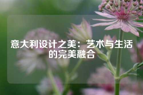 意大利设计之美：艺术与生活的完美融合