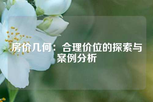 房价几何：合理价位的探索与案例分析