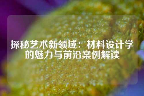 探秘艺术新领域：材料设计学的魅力与前沿案例解读