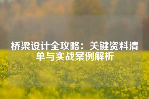 桥梁设计全攻略：关键资料清单与实战案例解析