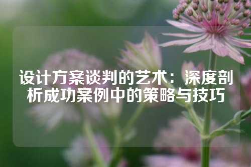 设计方案谈判的艺术：深度剖析成功案例中的策略与技巧