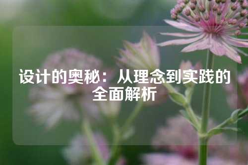 设计的奥秘：从理念到实践的全面解析