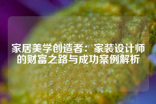 家居美学创造者：家装设计师的财富之路与成功案例解析