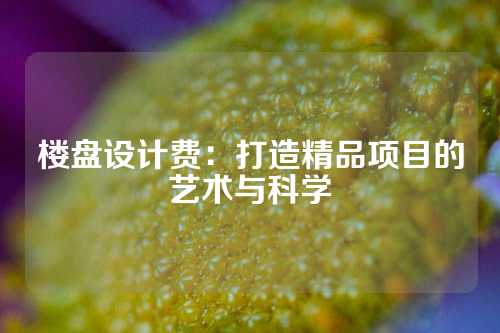 楼盘设计费：打造精品项目的艺术与科学