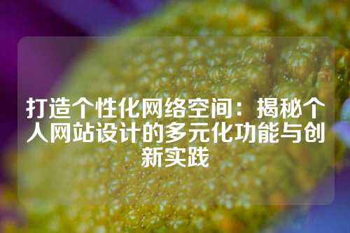 打造个性化网络空间：揭秘个人网站设计的多元化功能与创新实践