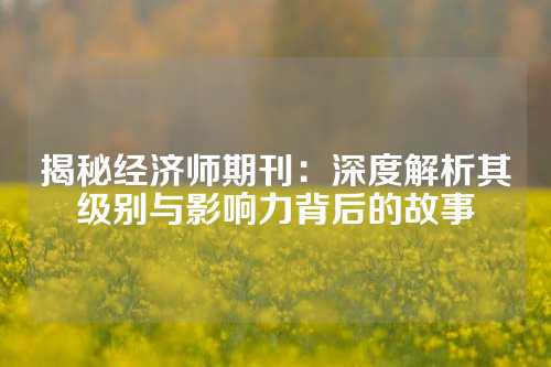 揭秘经济师期刊：深度解析其级别与影响力背后的故事