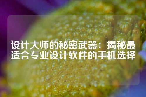 设计大师的秘密武器：揭秘最适合专业设计软件的手机选择