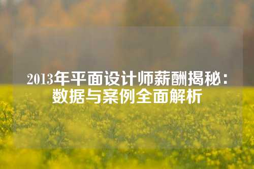 2013年平面设计师薪酬揭秘：数据与案例全面解析