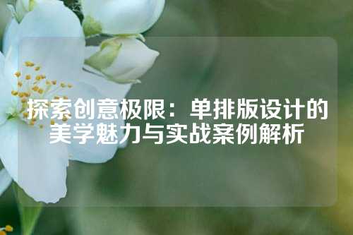 探索创意极限：单排版设计的美学魅力与实战案例解析